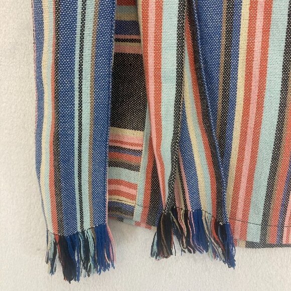 Guess Silas Woven Mini Skirt Womens Size 0 Striped Boho Multicolor Belted Fringe - Picture 5 of 9